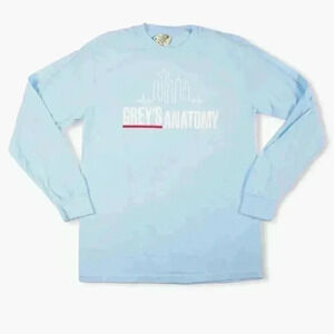 NWOT Grey's Anatomy Skyline Light Blue Long Sleeve Shirt Unisex Size L